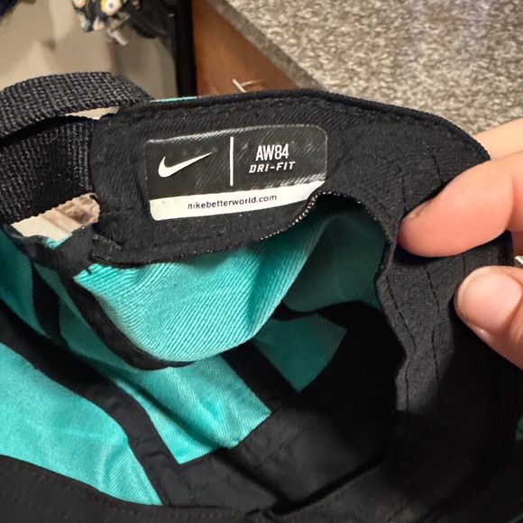 Nike Dri-fit Aw84 5-panel Unisex Hat Cap Running Turquoise Green/Black RARE - Picture 3 of 3